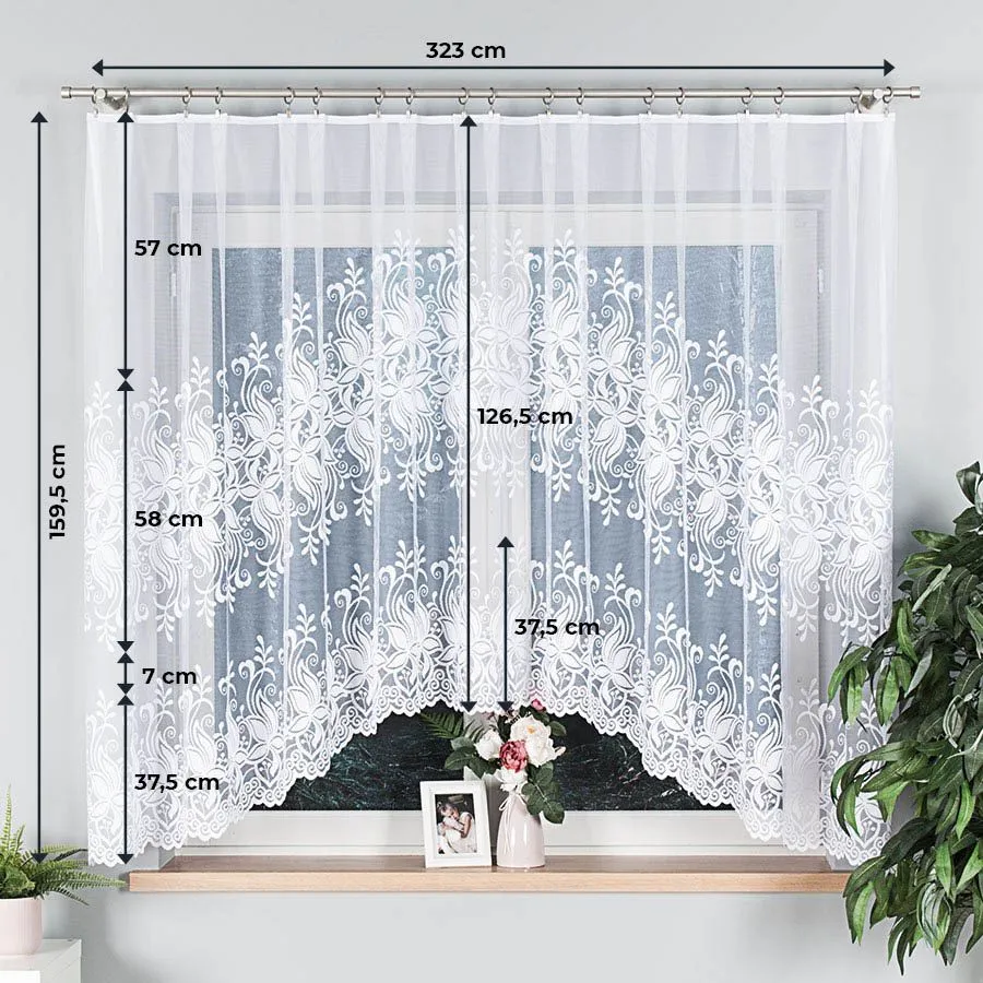 JOANNA Firanka żakardowa gotowa, szerokość 300 x wysokość 160cm, kolor 001 biały 018227