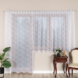 KATARZYNA Firanka żakardowa gotowa, szerokość 140cm wysokość 250cm, kolor 001 biały 022701