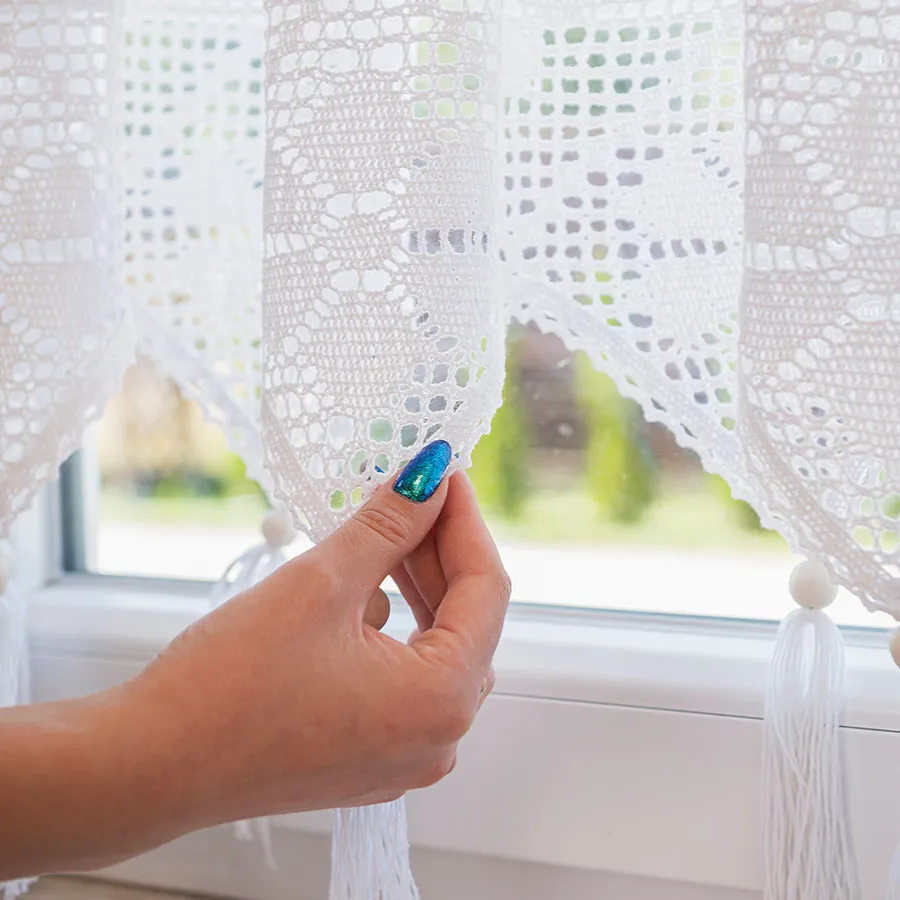 RACHELA Zazdrostka gotowa z ażurem, szerokość 200 x wysokość 90cm, kolor 001 biały 912432