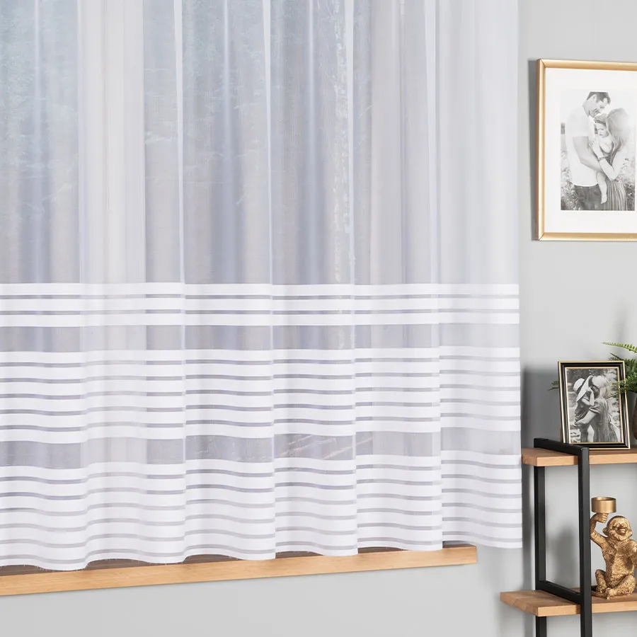 TOLA Firanka żakardowa gotowa, szerokość 300 x wysokość 160cm, kolor 001 biały 000281