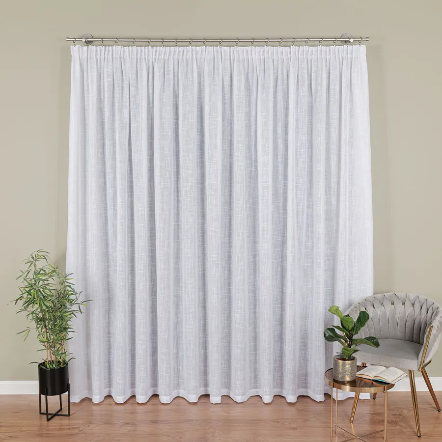 Firana gotowa na taśmie, 300x250 cm, kolor 001 biały 400002