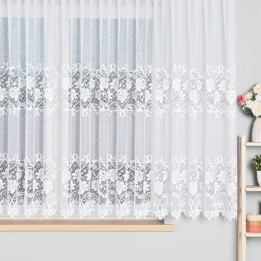 DEMETRIA Firanka żakardowa gotowa na prosto, szerokość 600 x wysokość 160cm, kolor 001 biały 017480