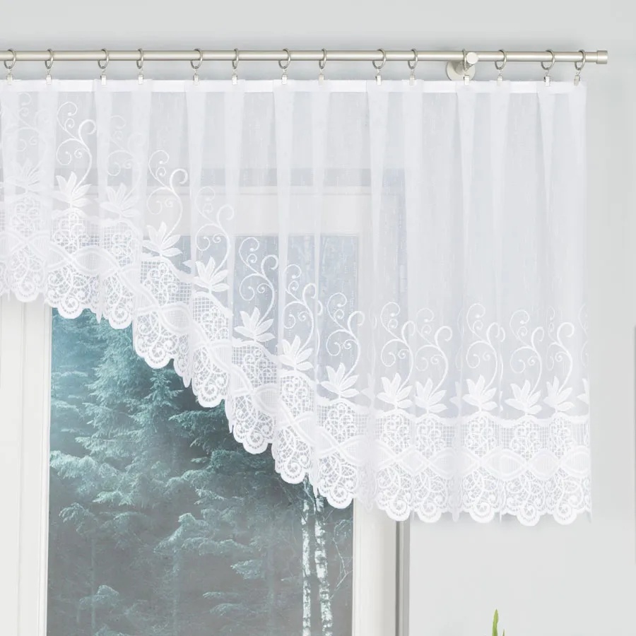 JOWITA Firanka żakardowa gotowa ze wzorem pasowym, szerokość 400 x wysokość 80cm, kolor 001 biały 018960