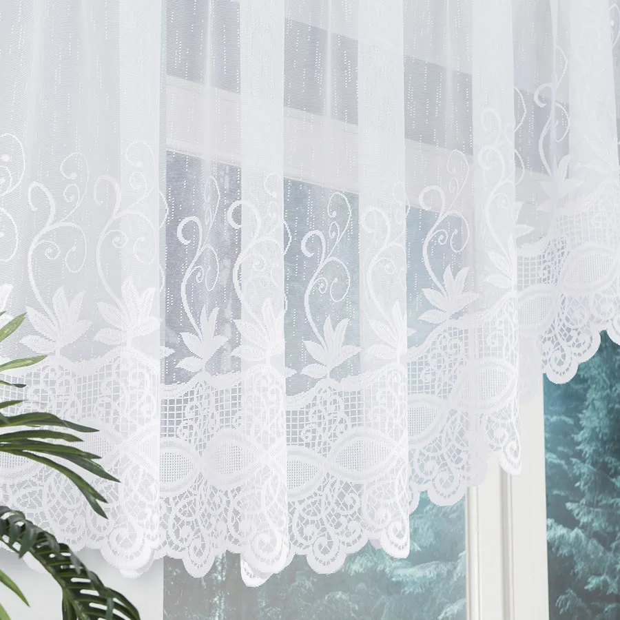 JOWITA Firanka żakardowa gotowa ze wzorem pasowym, szerokość 400 x wysokość 80cm, kolor 001 biały 018960