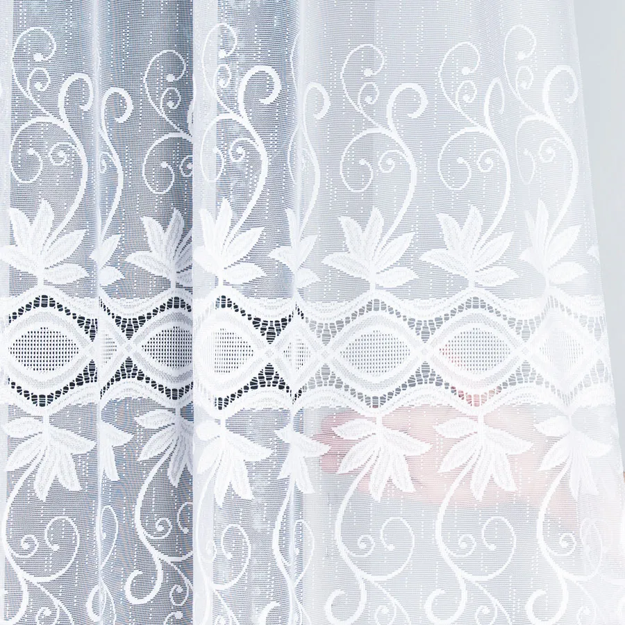 JOWITA Firanka żakardowa gotowa ze wzorem pasowym, szerokość 400 x wysokość 80cm, kolor 001 biały 018960