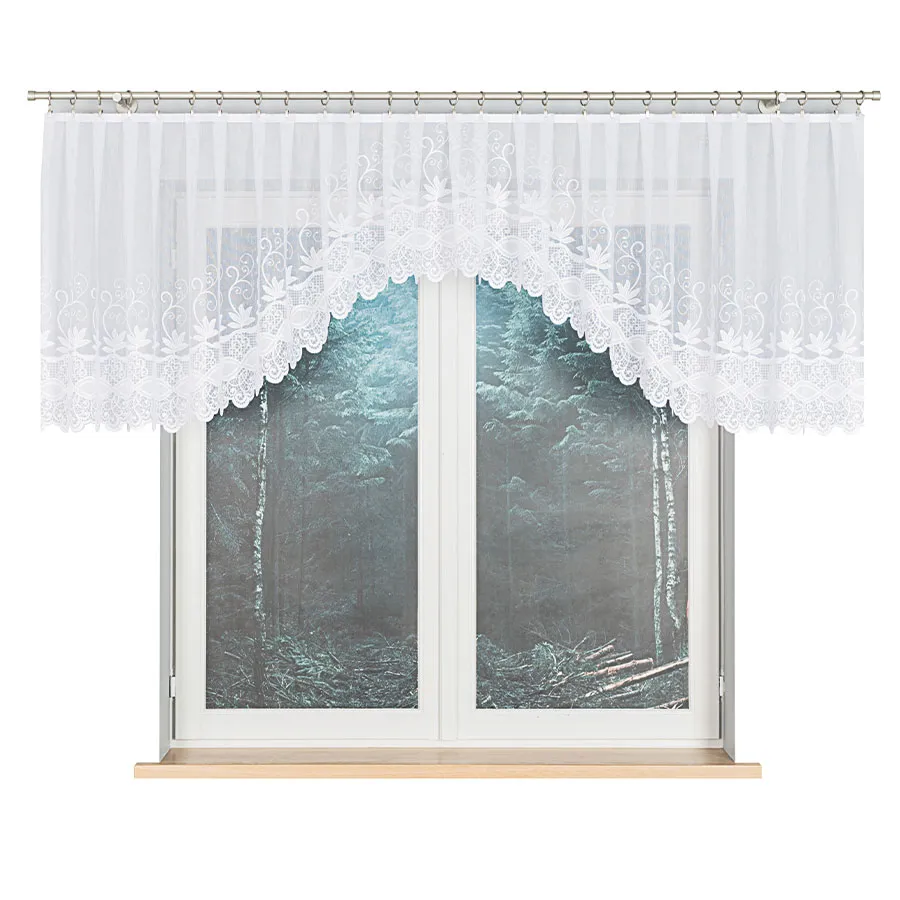 JOWITA Firanka żakardowa gotowa ze wzorem pasowym, szerokość 400 x wysokość 80cm, kolor 001 biały 018960