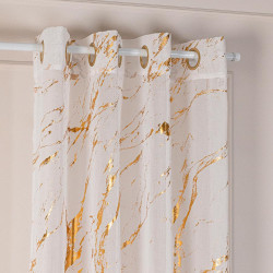 MARMA Firana gotowa na przelotkach z ołowianką, szerokość 140cm x wysokość 250cm, kolor 004 biały ze złotym zdobieniem 1