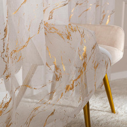 MARMA Firana gotowa na przelotkach z ołowianką, szerokość 140cm x wysokość 250cm, kolor 004 biały ze złotym zdobieniem 1