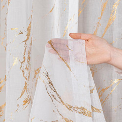 MARMA Firana gotowa na przelotkach z ołowianką, szerokość 140cm x wysokość 250cm, kolor 004 biały ze złotym zdobieniem 1