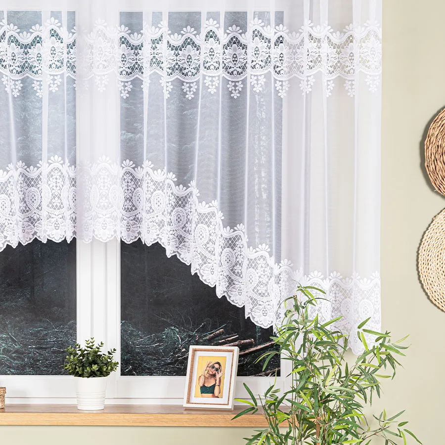 DARIA Firanka żakardowa gotowa, szerokość 400 x wysokość 140cm, kolor 001 biały 018982