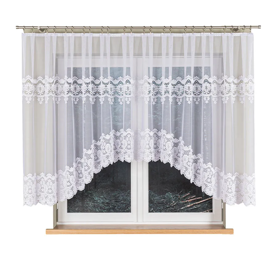 DARIA Firanka żakardowa gotowa, szerokość 400 x wysokość 140cm, kolor 001 biały 018982