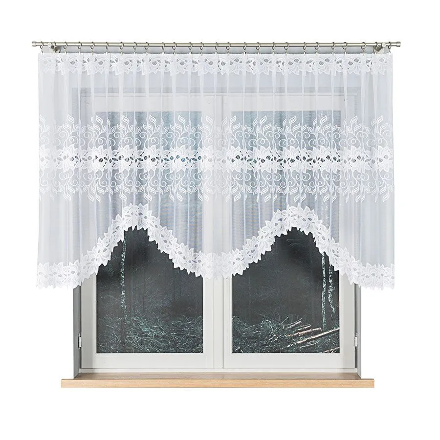 BASTIA Firanka żakardowa gotowa, szerokość 350 x wysokość 120cm, kolor 001 biały 648107