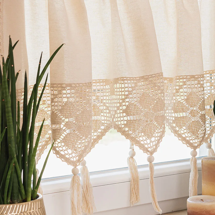 RACHELA Zazdrostka gotowa z ażurem, szerokość 200 x wysokość 90cm, kolor 012 kremowy 912432