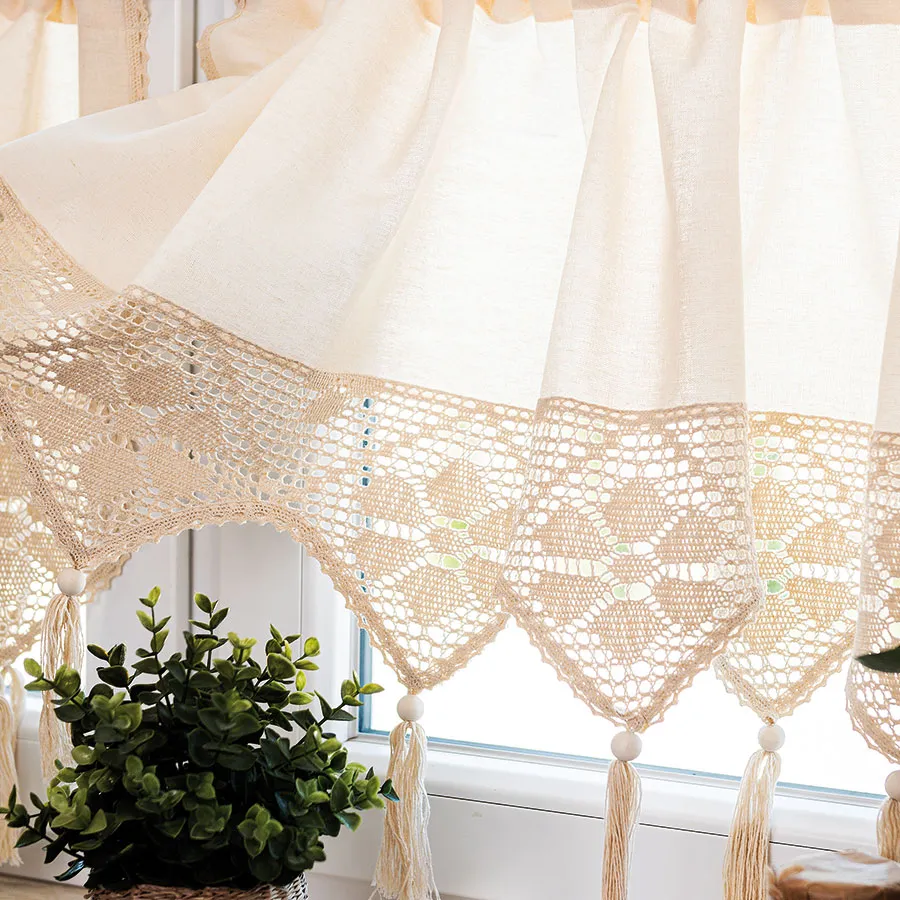 RACHELA Zazdrostka gotowa z ażurem, szerokość 200 x wysokość 90cm, kolor 012 kremowy 912432