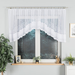 GENOWEFA Firanka żakardowa gotowa, szerokość 300 x wysokość 100cm, kolor 001 biały 023419