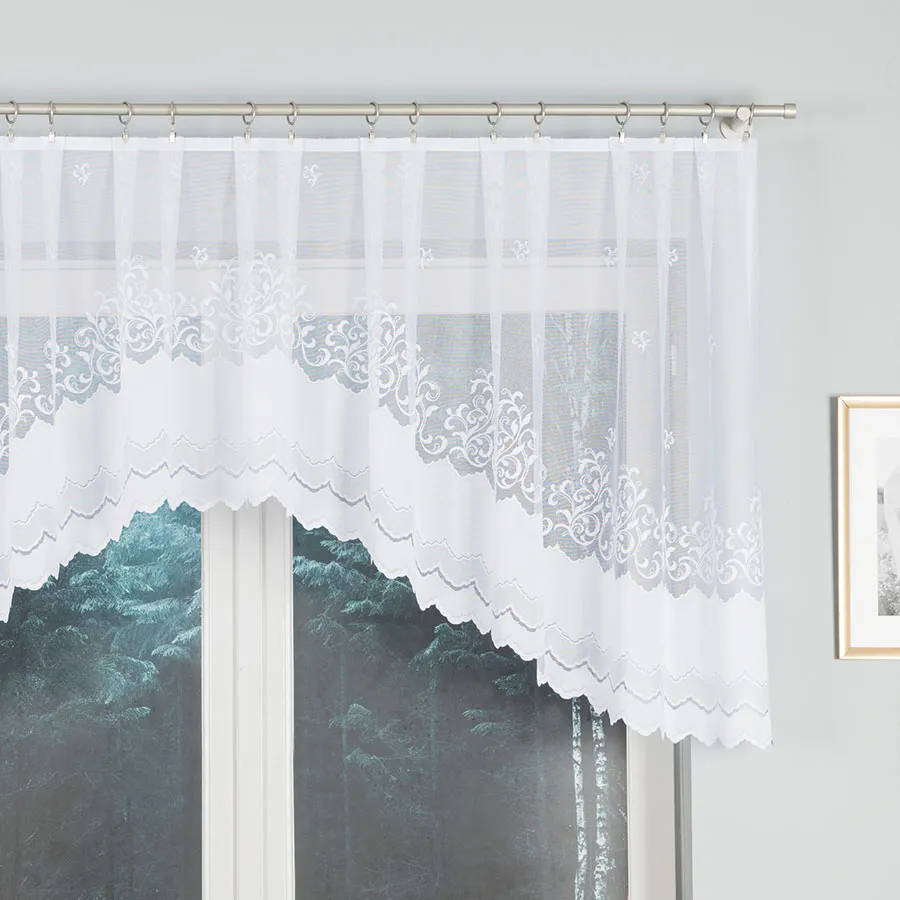 GENOWEFA Firanka żakardowa gotowa, szerokość 300 x wysokość 100cm, kolor 001 biały 023419