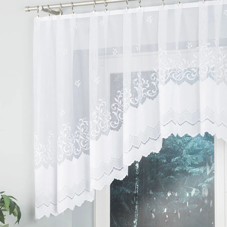 GENOWEFA Firanka żakardowa gotowa, szerokość 300 x wysokość 100cm, kolor 001 biały 023419