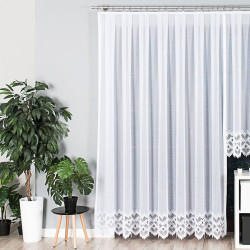 FELICJA Firanka żakardowa gotowa ze wzorem na samym dole na prosto, szerokość 300 x wysokość 250cm, kolor 001 biały 018989