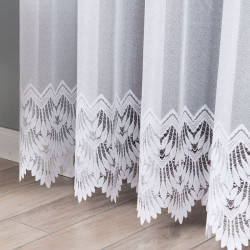 FELICJA Firanka żakardowa gotowa ze wzorem na samym dole na prosto, szerokość 300 x wysokość 250cm, kolor 001 biały 018989