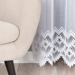 FELICJA Firanka żakardowa gotowa ze wzorem na samym dole na prosto, szerokość 300 x wysokość 250cm, kolor 001 biały 018989