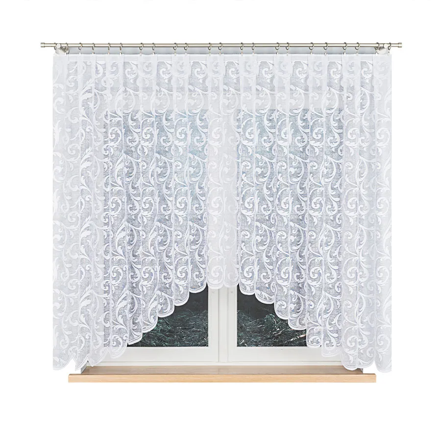 LEOKADIA Firanka żakardowa gotowa, szerokość 300 x wysokość 155cm, kolor 001 biały 023034