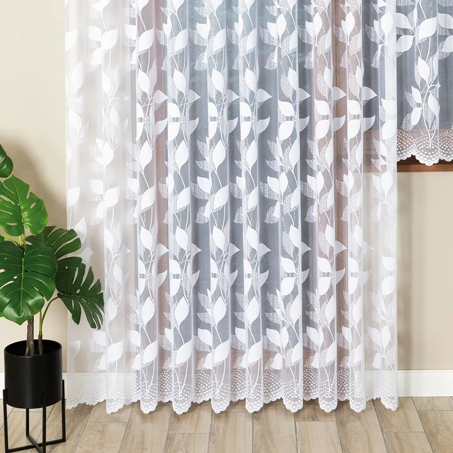 MARTYNA Firanka żakardowa gotowa na prosto, szerokość 300 x wysokość 250cm, kolor 001 biały 023083