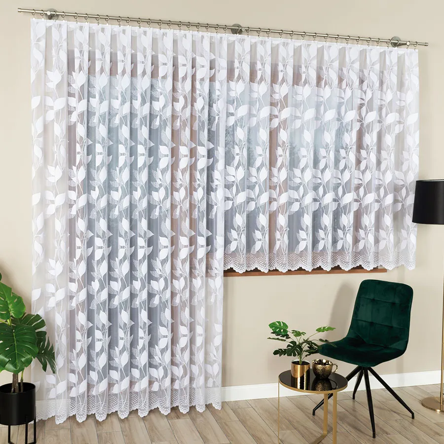 MARTYNA Firanka żakardowa gotowa na prosto, szerokość 300 x wysokość 250cm, kolor 001 biały 023083