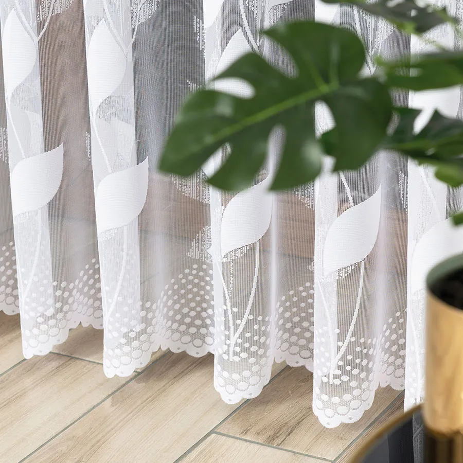 MARTYNA Firanka żakardowa gotowa na prosto, szerokość 300 x wysokość 250cm, kolor 001 biały 023083