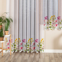 KWIATOWA ŁĄKA Firanka żakardowa gotowa na prosto, szerokość 260 x wysokość 230cm, kolor 001 biały P00308