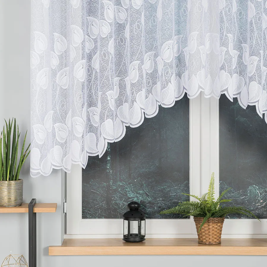 NORA Firanka żakardowa gotowa, szerokość 300 x wysokość 130cm, kolor 001 biały 023097