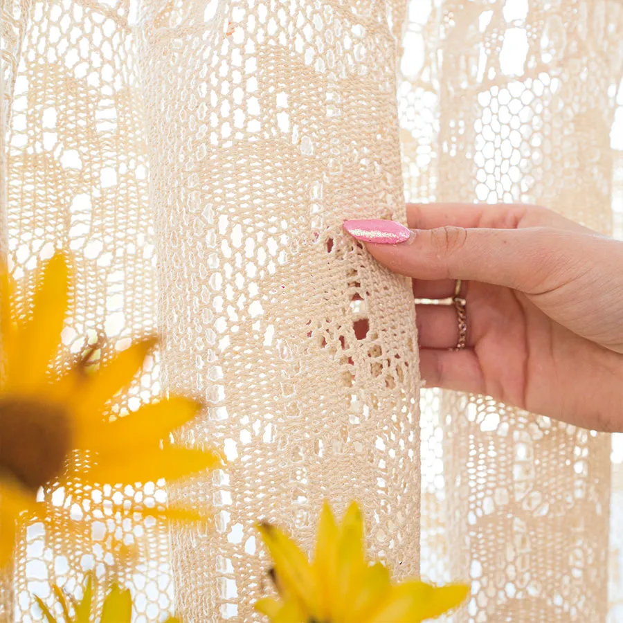 INESS Zazdrostka gotowa ażurowa, szerokość 150 x wysokość 40cm, kolor 012 kremowy 913501