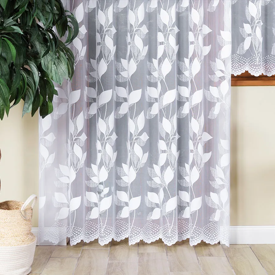 MARTYNA Firanka żakardowa gotowa na prosto, szerokość 200 x wysokość 250cm, kolor 001 biały 023083