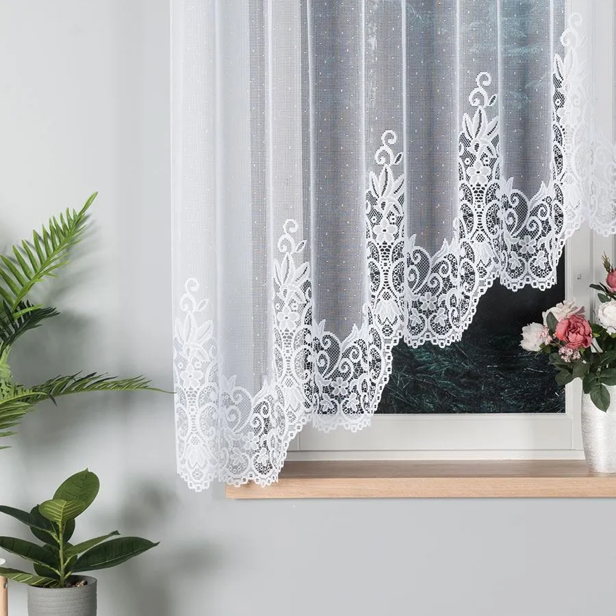 BERENIKA Firanka żakardowa gotowa, szerokość 300 x wysokość 160cm, kolor 001 biały 004304