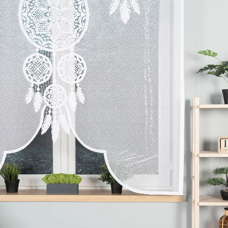 LEA Panel żakardowy gotowy, z motywem łapacza snów, szerokość 160 x wysokość 160, kolor 001 biały 019411