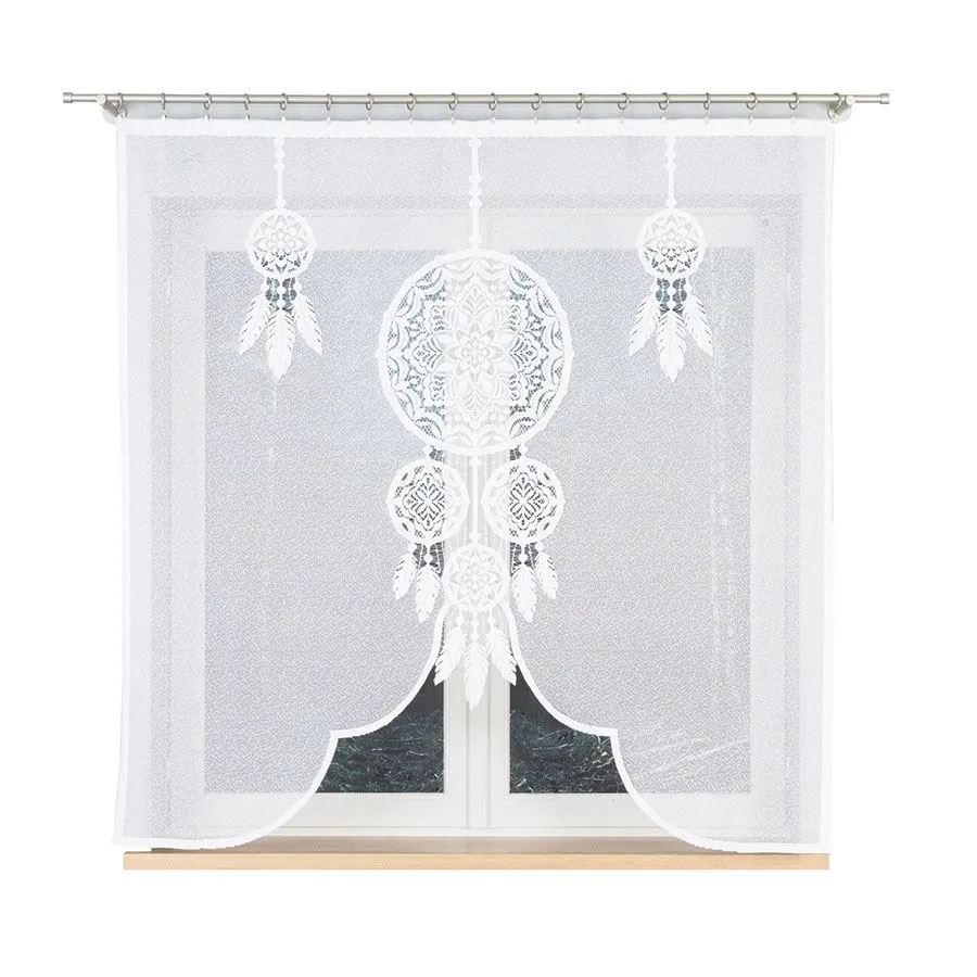 LEA Panel żakardowy gotowy, z motywem łapacza snów, szerokość 160 x wysokość 160, kolor 001 biały 019411