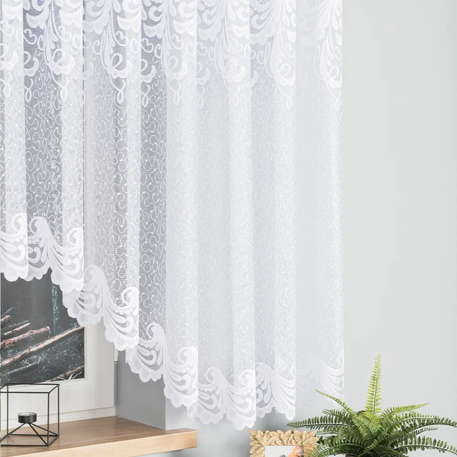 IWONA Firanka żakardowa gotowa, szerokość 500 x wysokość 160cm, kolor 001 biały 049312