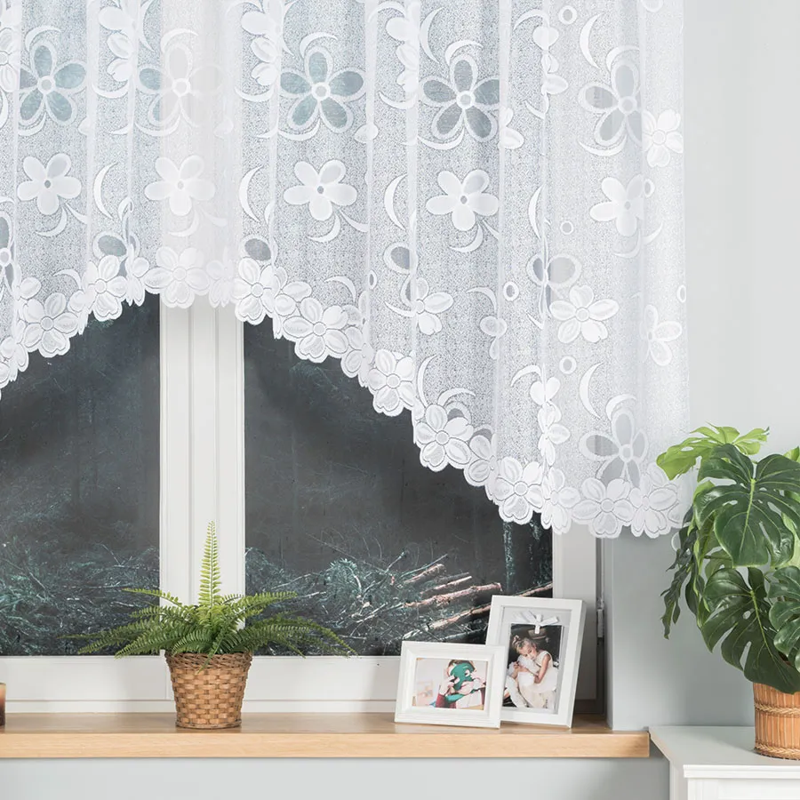 RENATA Firanka żakardowa gotowa, szerokość 300 x wysokość 130cm, kolor 001 biały 049885