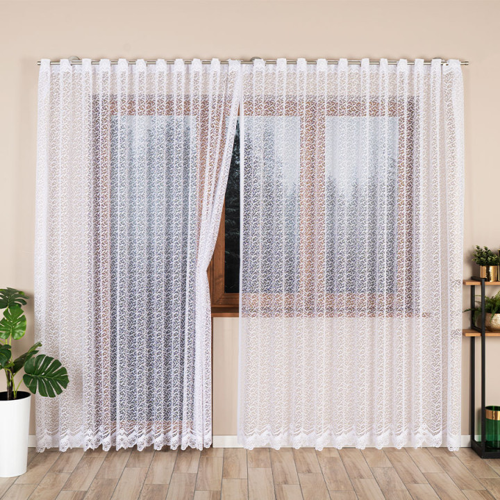 BOGUMIŁA Firanka żakardowa gotowa, szerokość 300 x wysokość 250cm, kolor 001 biały 004542