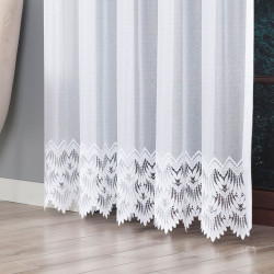 FELICJA Firanka żakardowa gotowa ze wzorem na samym dole na prosto, szerokość 200 x wysokość 250cm, kolor 001 biały 018989
