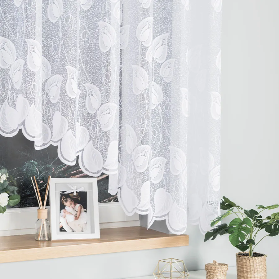 NORA Firanka żakardowa gotowa, szerokość 300 x wysokość 160cm, kolor 001 biały 023097