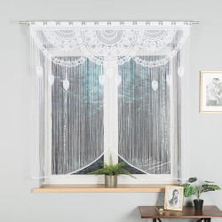 RANI Makrama żakardowa gotowa, szerokość 160 x wysokość 160cm, kolor 001 biały 001474