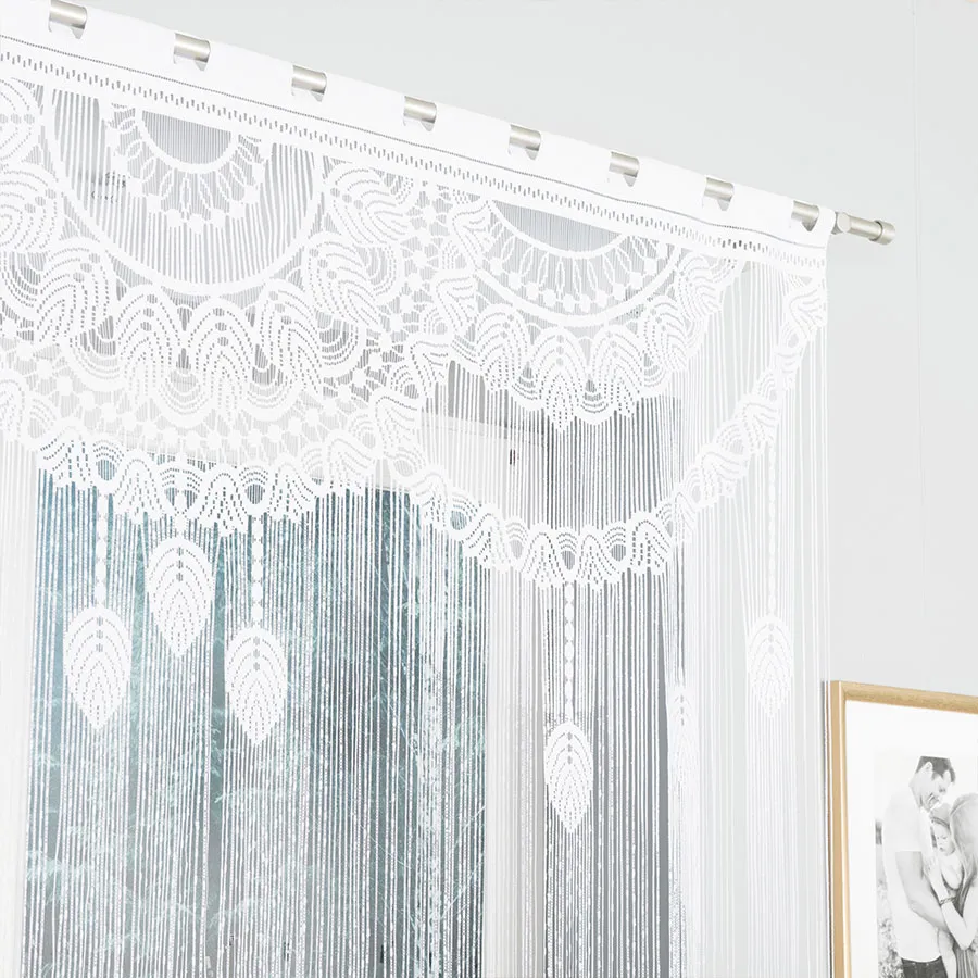 RANI Makrama żakardowa gotowa, szerokość 160 x wysokość 160cm, kolor 001 biały 001474