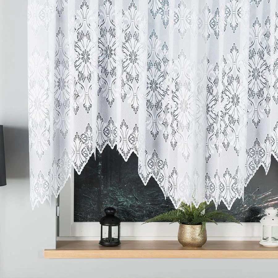 EMILIA Firanka żakardowa gotowa fala, szerokość 340 x wysokość 140cm, kolor 001 biały 181040