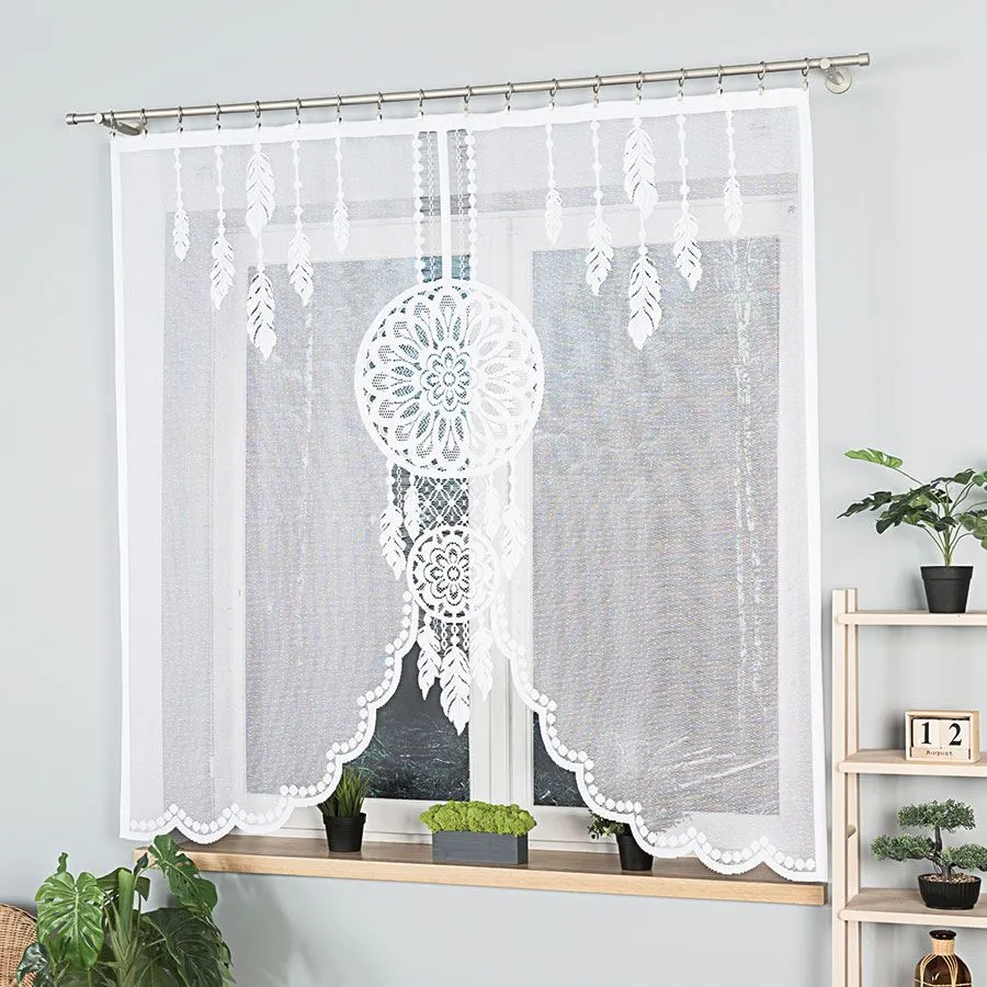 DINA Panel żakardowy gotowy, z motywem łapacza snów, szerokość 160 x wysokość 160, kolor 001 biały 019413