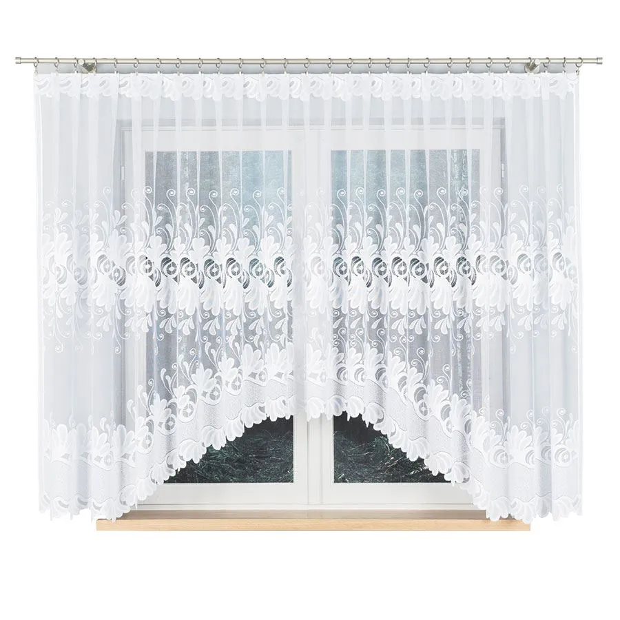 KASJANA Firanka żakardowa gotowa, szerokość 420 x wysokość 160cm, kolor 001 biały 007003