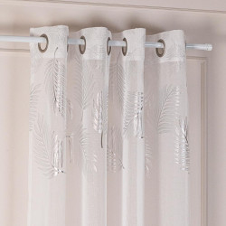 MARIETTA Firana gotowa na przelotkach z ołowianką, szerokość 140cm x wysokość 250cm, kolor 001 biały ze srebrnym zdobieni