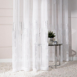 MARIETTA Firana gotowa na przelotkach z ołowianką, szerokość 140cm x wysokość 250cm, kolor 001 biały ze srebrnym zdobieni