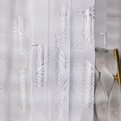 MARIETTA Firana gotowa na przelotkach z ołowianką, szerokość 140cm x wysokość 250cm, kolor 001 biały ze srebrnym zdobieni