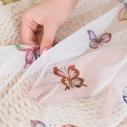 MOTYLKI Firanka żakardowa gotowa na prosto, szerokość 260 x wysokość 230cm, kolor 001 biały P00310