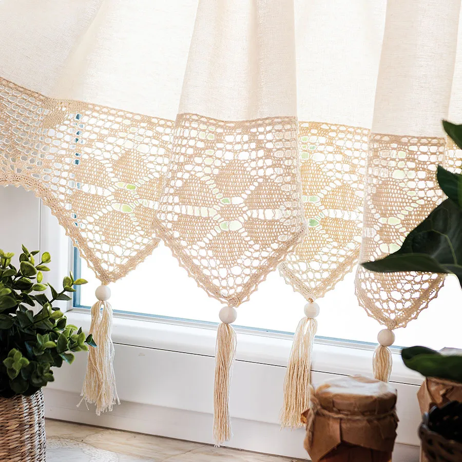 RACHELA Zazdrostka gotowa z ażurem, szerokość 150 x wysokość 45cm, kolor 012 kremowy 912432